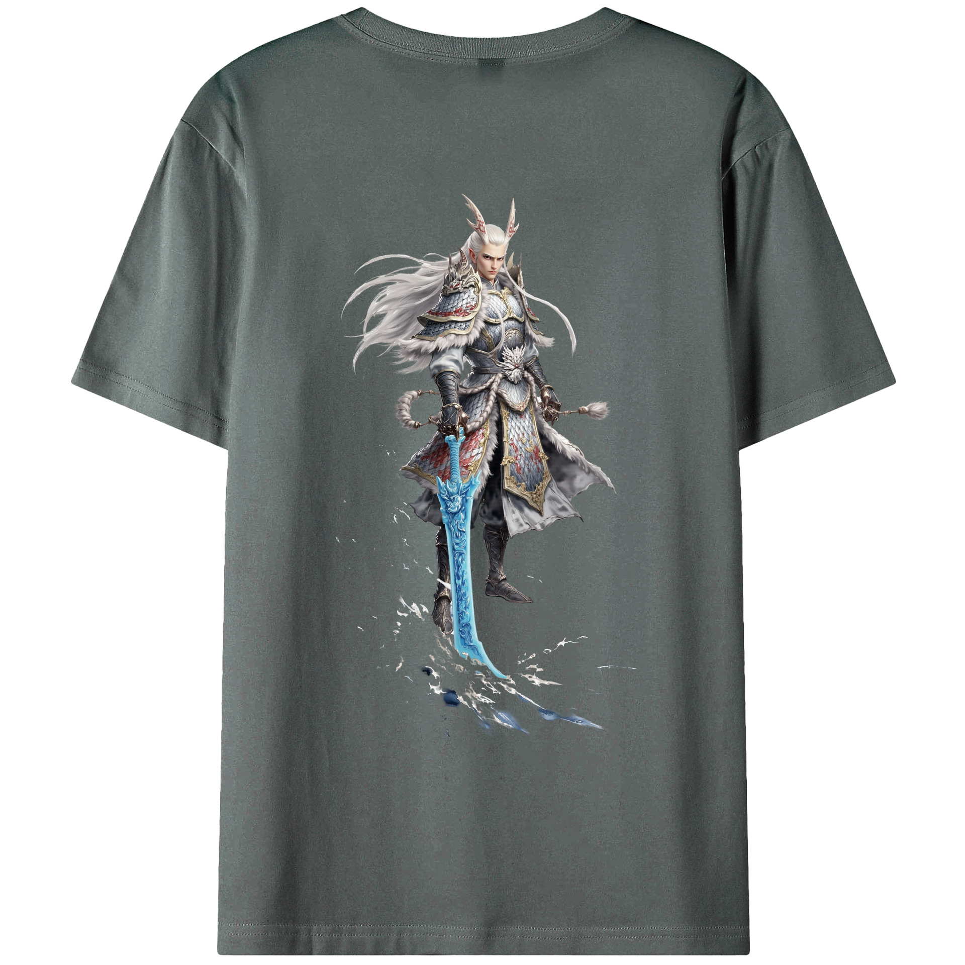 （画像用） Ne Zha 2 ナタ 魔童の大暴れ 綿100％ メンズ半袖Tシャツ（バックプリント） 通気性